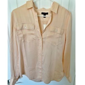 NWT J Crew Peach Silk Button Down